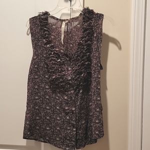 Reformed sheer floral button front sleeveless blouse Sz medium